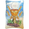 Cadre en bois a suspendre ou a poser H. 11 x 7 cm avec image collee, plusieurs saints.