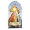 Cadre plaque de porte en bois à suspendre, H. 20 cm, image collée avec prière, plusieurs saints.