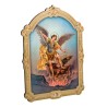 Cadre en bois a suspendre avec liseret dore H. 14 x 10,5 cm  image collee, plusieurs saints.