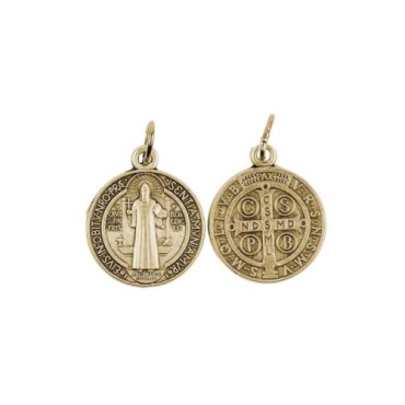 Médaille métal couleur doréee de saint Benoît, plusieurs tailles.
