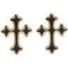 Boucle d oreille bouton croix orthodoxe en plaque or. Livre sans boite.