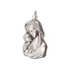Pendentif de cou de la Vierge a l´enfant en métal couleur argentée H. 2,7 cm.