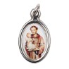 Médaille métal couleur argentée ovale H.2,5 cm avec résine, plusieurs saints.