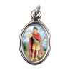 Médaille métal couleur argentée ovale H.2,5 cm avec résine, plusieurs saints.
