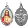 Médaille métal de couleur argentée ovale avec rebord effet dentelle H.2,5 cm avec résine. Disponible avec différents Saints.