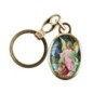 Porte-clés en métal couleur dorée H. 3,8 cm avec résine couleur des saints.