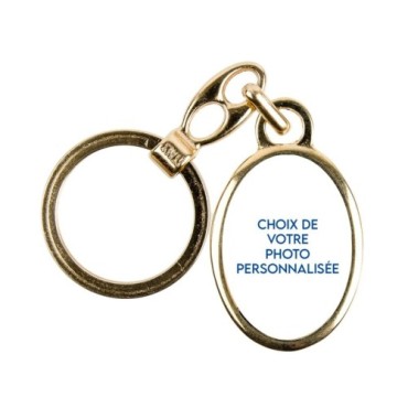 Porte-clés en métal couleur dorée H. 3,8 cm avec résine couleur des saints.