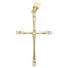 Croix de cou sertie de zirconium aux extremites, en plaque or H 2,8 cm Livree en boite.