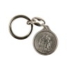 Porte-clés en métal couleur argentée Ø 3 cm, simple face, deux saints.