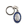 Porte-clés H. 3,8 cm en métal émaillé bleu, plusieurs saints.