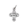 Croix de cou des Saints Protecteurs en métal argenté, double face – Hauteur 1,4 cm