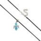 Pendentif ange en verre H. 2.5 cm, avec cordon noir reglable 45 cm. LOT DE 5 ASSORTIS.