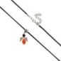 Pendentif ange en verre H. 2.5 cm, avec cordon noir reglable 45 cm. LOT DE 5 ASSORTIS.