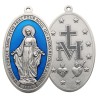 Médaille plaque de porte en métal et résine bleue de la Vierge Miraculeuse 10-5 cm-
