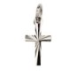 Croix de cou striee en metal couleur argentee H. 1,5 cm.