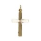 Croix de cou striee en metal couleur doree H. 2,5 cm.