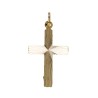 Croix de cou striee en metal couleur doree H. 2,5 cm.