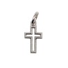 Croix de cou ajourée en métal couleur argentée H. 1,5 cm.
