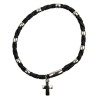 Bracelet dizainier tissu torsade fermoir aimante, avec croix metal.