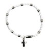 Bracelet dizainier tissu torsade fermoir aimante, avec croix metal.
