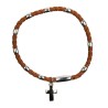 Bracelet dizainier tissu torsade fermoir aimante, avec croix metal.