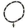Bracelet dizainier tissu torsade fermoir aimante, avec croix metal.