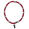 Bracelet dizainier tissu torsade fermoir aimante, avec croix metal.