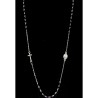 Collier chaine couleur argentee L. 50 cm avec croix et medaille V.Miraculeuse, grains semi cristal Ø 3 mm, livre boite.