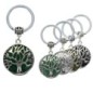 Porte-cles Arbre de vie Ø 2.6 cm avec pierre naturelle assortie, LOT DE 5