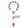Dizainier sur chaine grains cloisonné en métal Ø 8 mm avec croix- Existe de différentes couleurs-