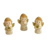 Ange à poser en résine de couleur dorée et beige, H 5.6 cm. Lot de 3 assorties.