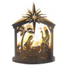 Nativité lumineuse en métal en forme de cabane à poser H. 25.2 cm.