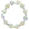 Bracelet sur élastique grains forme cœur style Murano H. 1.2 cm. LOT DE 5 BRACELETS ASSORTIS.