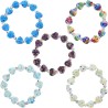 Bracelet sur élastique grains forme cœur style Murano H. 1.2 cm. LOT DE 5 BRACELETS ASSORTIS.