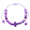 Bracelet sur corde réglable en pierre de jade blanc et turquoise synthétique avec croix. Différentes couleurs Ø 7 mm