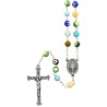Chapelet sur chaine grains rond en verre style murano Ø 8 mm, croix en métal avec Christ. Longueur jusqu'au cœur 40 cm.
