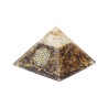 Pyramide Orgonite avec fleur de vie, L. 6 cm. Plusieurs pierres.