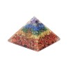 Pyramide Orgonite avec symbole Energie, L. 6 cm. Plusieurs pierres.