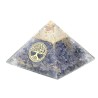 Pyramide Orgonite avec arbre de vie, L. 8 cm. Plusieurs pierres.