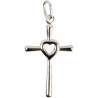 Croix de cou en argent 925 °/°° avec coeur au centre H. 2,5 cm (2,10 g). Livree en boite