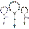 Dizainier sur chaine grains cloisonné en métal Ø 8 mm avec croix- Existe de différentes couleurs-