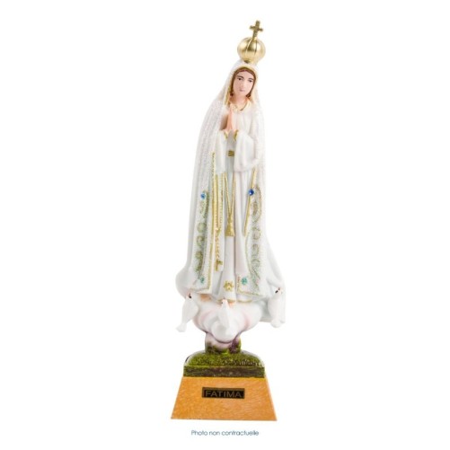 Statue resine de Notre-Dame de Fatima manteau a paillettes, Plusieurs tailles..