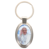 Porte-clés en métal de couleur argenté de forme ovale H. 4.3 cm. Livré en boite cadeaux. Existe avec différents Saints.