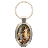Porte-clés en métal de couleur argenté de forme ovale H. 4.3 cm. Livré en boite cadeaux. Existe avec différents Saints.