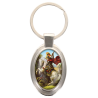 Porte-clés en métal de couleur argenté de forme ovale H. 4.3 cm. Livré en boite cadeaux. Existe avec différents Saints.