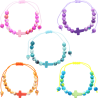 Bracelet sur corde réglable en pierre de jade blanc et turquoise synthétique avec croix. Différentes couleurs Ø 7 mm