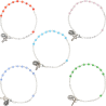Bracelet sur chaine argentée grains rond en verre Ø 4 mm avec médaille de la Vierge Miraculeuse. Différentes couleurs