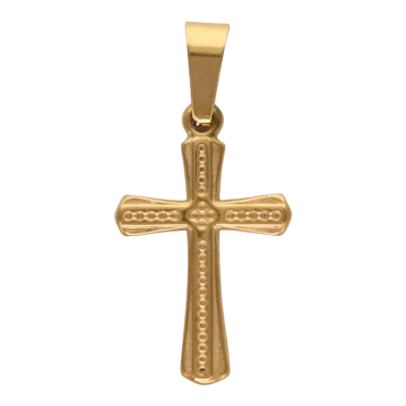 Croix de cou en acier inoxydable de couleur dor-eacute-e en relief- H 1-90 cm-