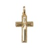 Croix de cou en plaque or avec incrustration de zirconium H. 2 cm. Livree en boite