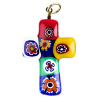 Pendentif croix en veritable verre de Murano H. 3 cm. Livre en boite.